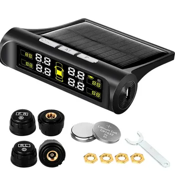 

Wireless Solar TPMS LCD Car Tire Pressure Monitoring System + 4 External Sensors