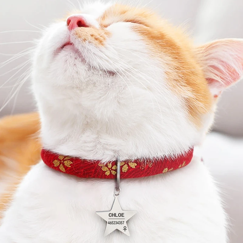 

Stainless Steel ID Tag for Pet Collar Puppy Dog Name Pendant Heart Star Bone Necklace Charm Accessory Free Engraving