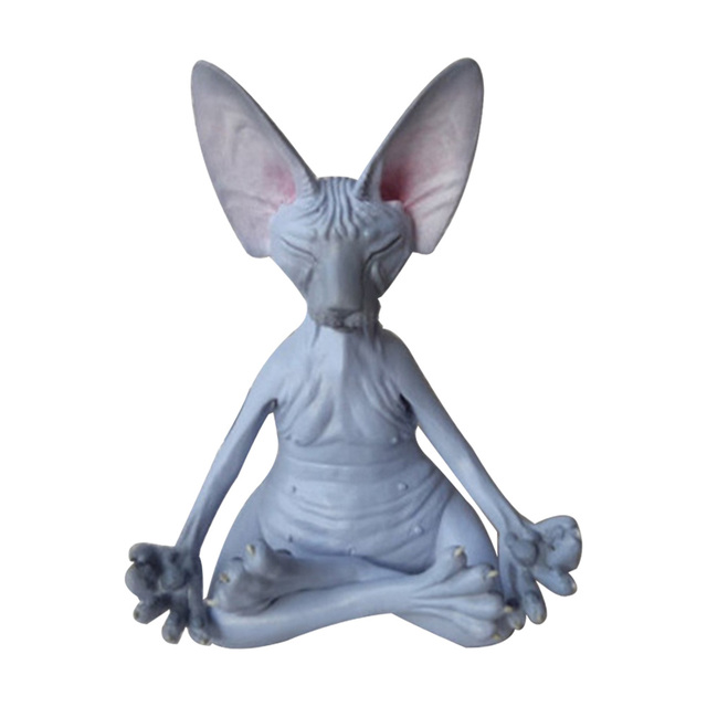 Figurines Buddha Meditation Statue Yoga Animal Cats Model Art Sculpture Micro Landscape Decor Garden Home Ornaments