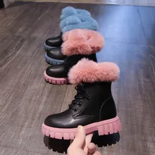 

Winter Children Snow Boots Thickening Warm Plush Short Boots Waterproof Non-Slip Leather Kids Martin Boots Boys Girls Ski Shoes
