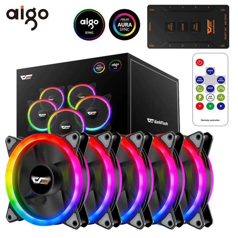 Aigo DR12 Pro Computer PC Case Fan RGB Adjust LED Fan Speed 120mm Quiet Remote AURA SYNC Computer Cooler Cooling RGB Case Fans|Fans & Cooling| - AliExpress