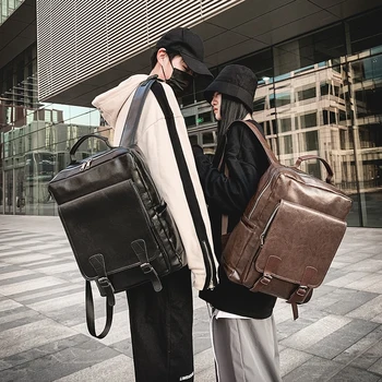 

Women Backpack Female Laptop Bag for College Boy Girls Fashion Leather School Backpacks Vintage Student Schoolbag Retro Rucksack