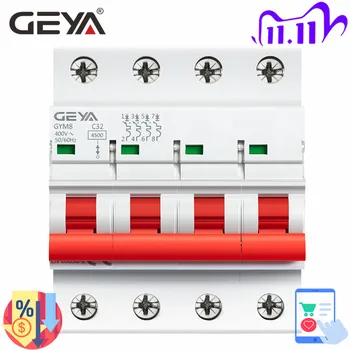 

GEYA GYM8 4Pole Minature Circuit Breaker 6A-63A Din Rail MCB 400V with ON OFF Indiactor