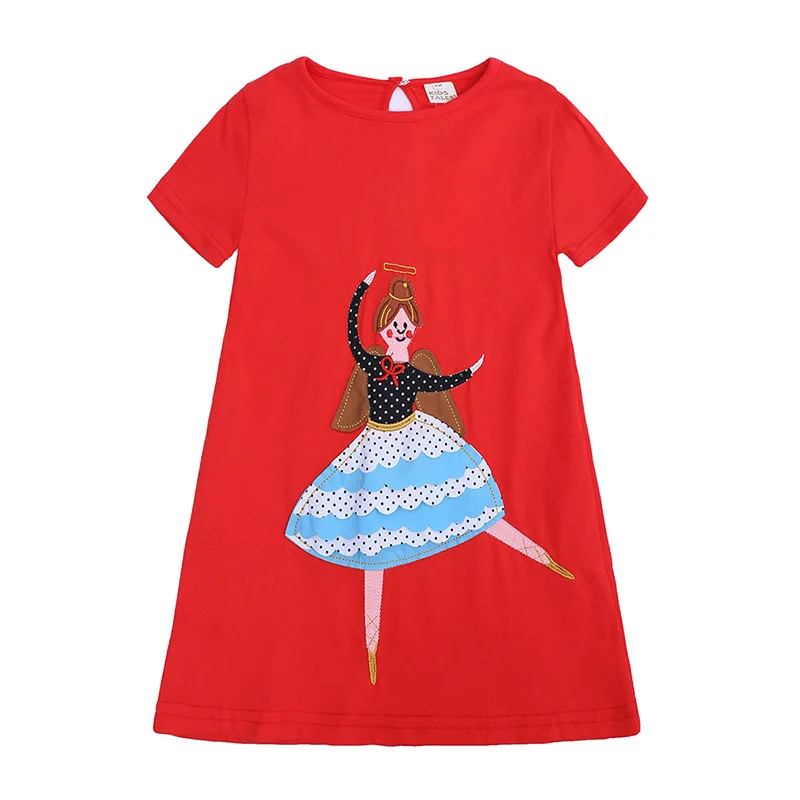 Baby Cotton Summer Dresses Short Sleeve Dress Kids Girls Stripe Cartoon Children's Clothes