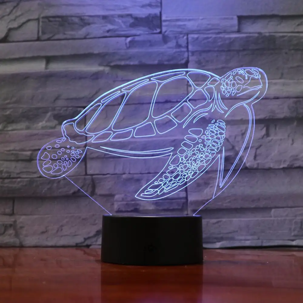 Креативная 3d лампа в виде черепахи настольная морских черепашек RGB детский сон 3D