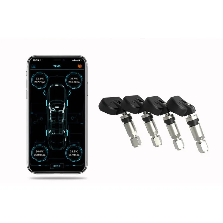 

Tire pressure monitoring system Built-in tire pressure monitor Mobile phone Bluetooth app Tire pressure gauge meter