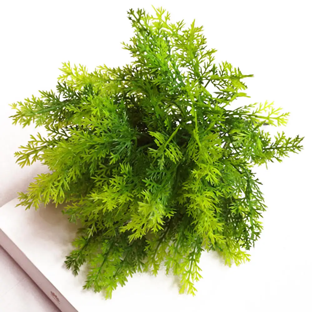 

2pcs Green Plastic Grass Artificial Flower Simulation Tree Fake Leaves Floral Bonsai Grass Plant Home Garden Table Decoration