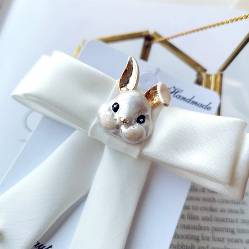 NEW Women bowtie white Butterfly Cute Rabbit decor Bow Tie fashion Female bowknot Girl Hotel Waitress Neck tie Shirt Accessories