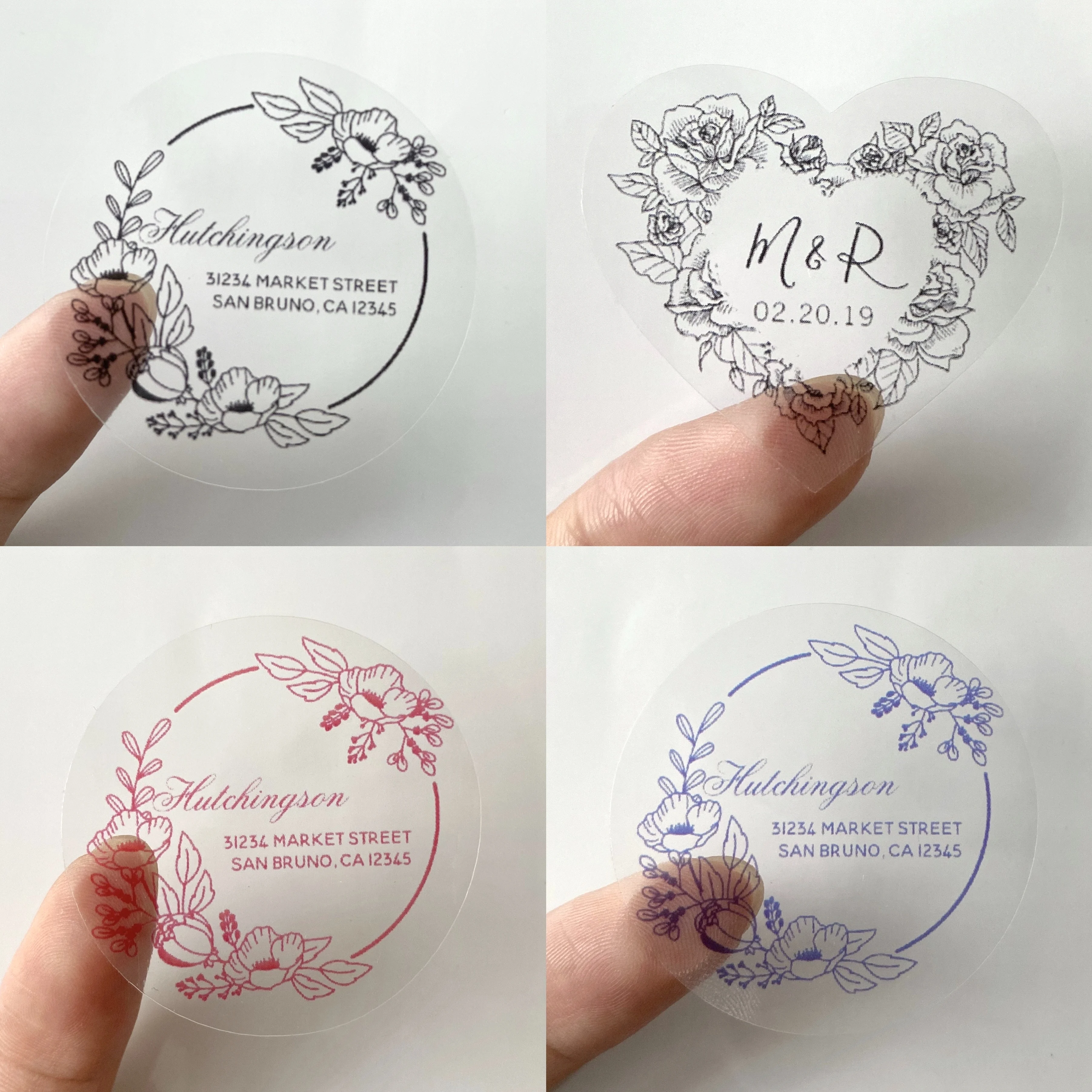Transparent Wedding Labels 60PCS 6CM Personalized Custom Name And Date