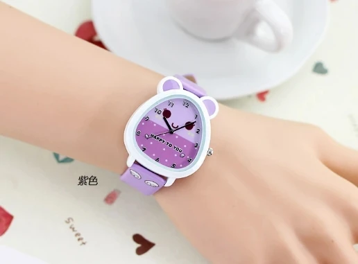Супер детские часы девочка мультфильм детские спортивные часы корейская мода водонепроницаемые девушки Студенческие часы - Цвет: Фиолетовый