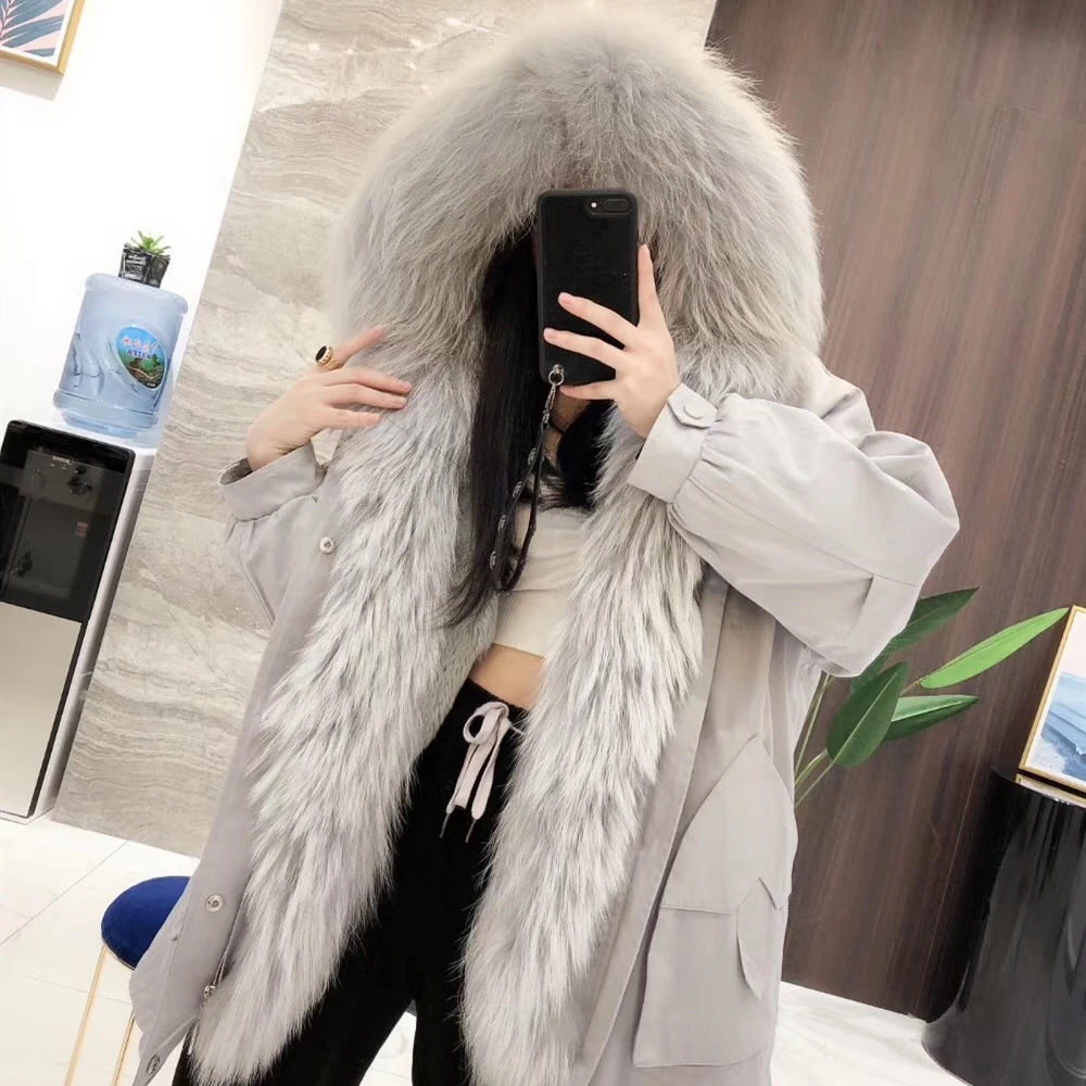 OFTBUY натуральным лисьим мехом пальто Для женщин зимняя куртка настоящий пуховик с мехом лисы верхняя одежда теплая дутая куртка с мехом кролика вкладыш Уличная мода