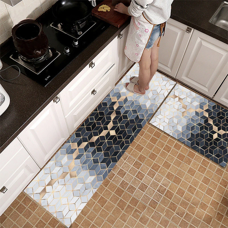 Geometry Waterproof Oilproof Kitchen Mat Antislip Bath Mat Soft Bedroom Floor Mat Living Room Carpet Doormat Kitchen Rug 6