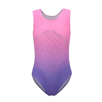 

Gymnastics sleeveless diamond highlights Ballet gymnastics suit dance practice clothes dance clothes gradient color body suit