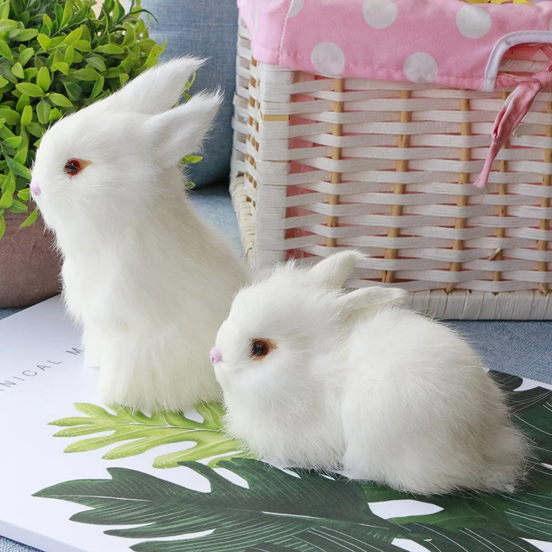 

1pc Cute Rabbits Plush Toys Fur Lifelike Animal Easter Bunny Simulation Rabbit Variety of styles Toy Model Birthday Gift