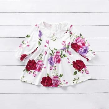 

Flofallzique Dress For Girls Doll Collar Long Sleeve Vintage Floral Cozy Stylish Baby Toddler Kid Clothes