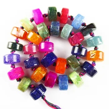 

1Strand 116.5g Mixed Color Dragon Veins Agates Rondelle Loose Bead 15.5" 15x9mm