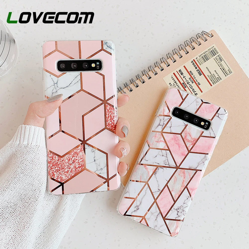 Funda De Tel fono De M rmol Geom trico Electrochapado Para Samsung 