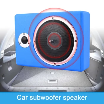 

8 Inch 600W Car Audio Subwoofer Blue Slim Under Car Seat Active Subwoofer Low Distortion Amplifier Stereo Speaker for Car Vehicl