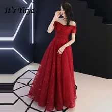 Это Yiya Вечернее Платье бордовое с вырезом лодочкой и кристаллами женские вечерние платья элегантные с открытыми плечами длиной до пола Robe De Soiree E527