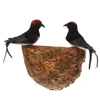 

1 Set Bird Nest Decoration Artificial Simulation Lightweight Bird Nest With Swallows Home Decor Garden Decoration for Room
