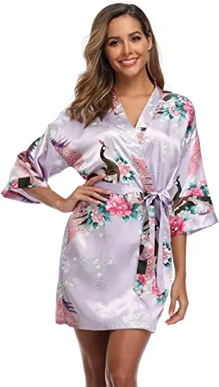 Fashion Satin Robe Female Bathrobe Sexy peignoir femme Silk Kimono Bride Dressing gown sleepwear Night Grow For Women