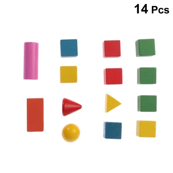 

14pcs Wooden Geometry Combination Teaching Aids Children Early Education Building Blocks Three-dimensional Educational Toys