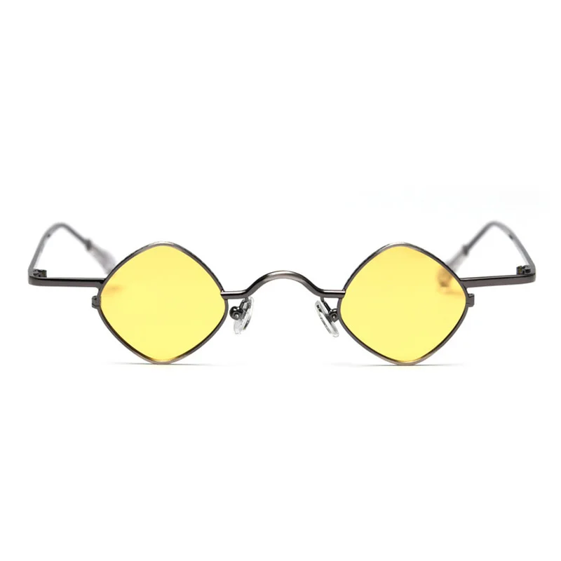 SHAUNA Retro Fashion Men Women Polarized Sunglasses Vintage Diamond Shaped Tint Lens Street Small Punk Style Glasses Shade - Цвет линз: Silver yellow