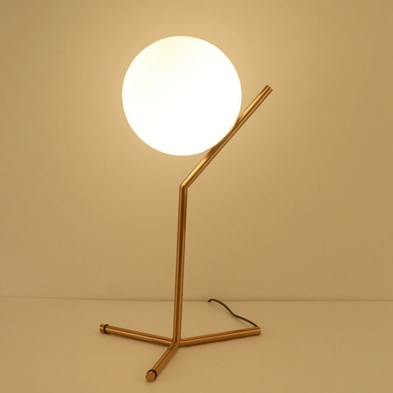 

Modern Nordic Glass Table Lamp Home Guest Bedroom Restaurant Cafe Decoration Table Lamp Warm White Light with EU Plug