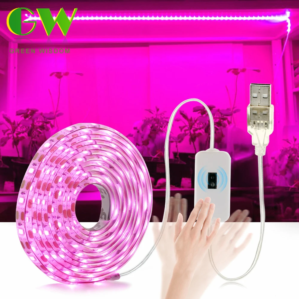 5V USB 2835 Full Spectrum Grow LED Strip Light Dimming Veg Plant Growing Lamp 
