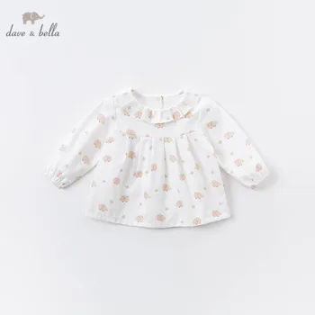 

DBZ15255-1 dave bella autumn baby girls cartoon print shirts infant toddler tops children high quality clothes