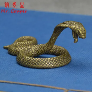 

Antique Bronze Cobra Zodiac Snake Statue Miniature Figurines Copper Desk Decorations Tea Pets Ornaments Brass Paperweight Crafts