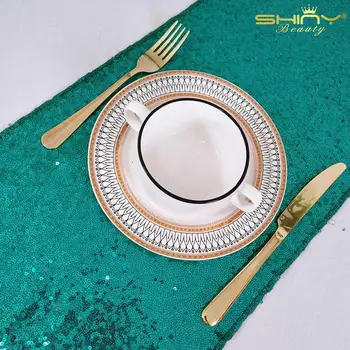 

Glitter Table Runner 12x48 Inch Green Sequin Table Runners Dining Table Decoration Christmas Decor for Home-M1012
