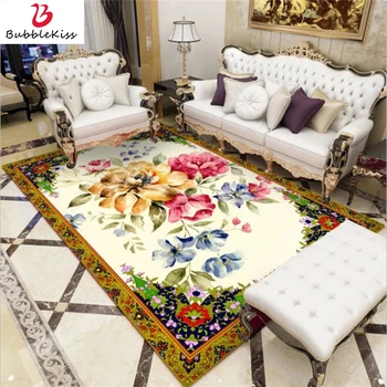 

Bubble Kiss Carpet And Rug for Living Room European Golden Yellow Flower Pattern Floor Rug Carpet Living Room Home Decor Rug