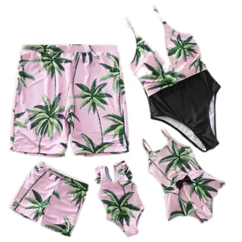 

2020 New Summer Family Matching Swimsuit Mother Daughter Baby Bikini Dad Son Swim Trunks Family Matching Clothes Outfits