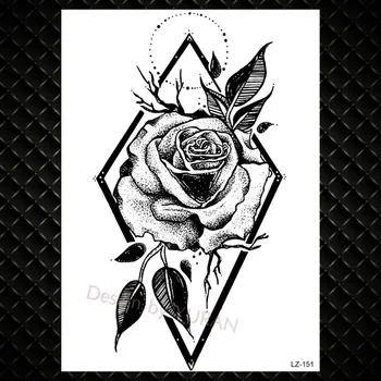 Black Rose Sexy Women Temporary Tattoos Realistic Flower Arm Tattoo Stickers For Adults Body Leg Art Fake Floral Bloosom Tatoos