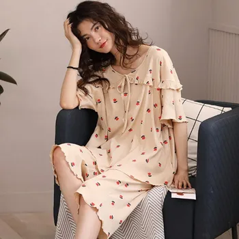 Korean Ladies Pajamas New Short Sleeve 3 4 Pant Two Piece Set Cute Cartoon Cotton Sleepwear Pijama Casual Loose Pyjamas Women Buy At The Price Of 17 85 In Aliexpress Com Imall Com