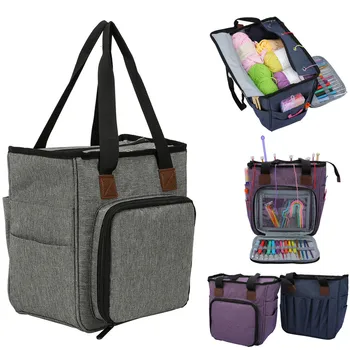 

Multifunctional Large Capacity Women's Knit Bag Crochet Wool Storage Bag Portable Oxford Cloth Handbag