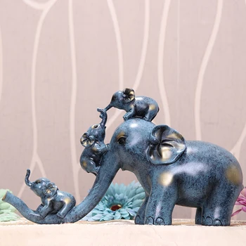

European Family Elephant Art Sculpture Animals Elephant Figurine Resin Crafts Desktop Decorations for Home Wedding Gift R3611