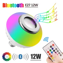 

12W RGB E27 Music RGB Color Changing Light Bulb Bluetooths Speaker Multicolor Decorative Bulb With Remote Control For Party Home