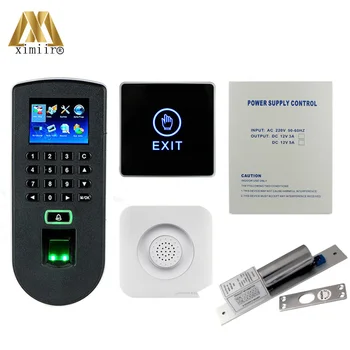 

Biometric F19 Access Control System Kit With Electric RFID Lock Power Supplier Exit Button Doorbell Gate Opener Access Control