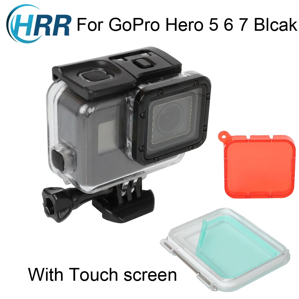 

Водонепроницаемый чехол HRR с двойным замком для GoPro Hero 2018/7/6/5, черный, защитный чехол для дайвинга 60 м с красными фильтрами, аксессуары
