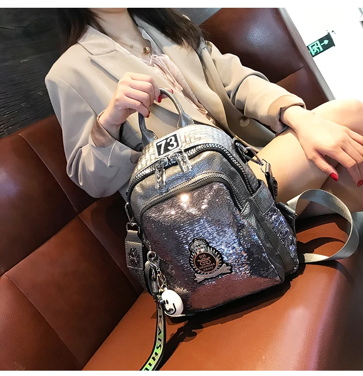 cool backpacks accessories	 Kaishilan Luxury Backpack Of Women Shoulder Bag Ita Leather Mochila Mujer Fashion Brand Sequins School Bags Rucksack Bagpack 021 Stylish Backpacks discount