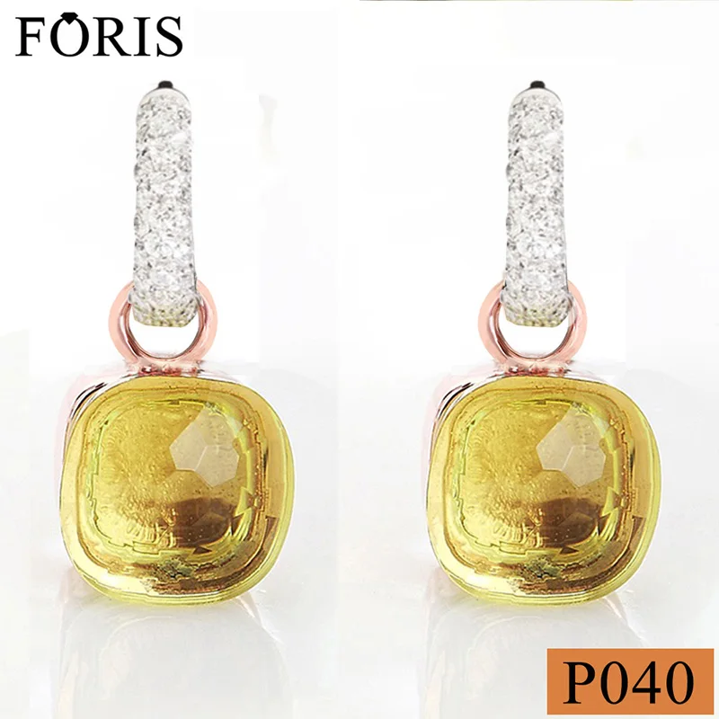 FORIS 10 цветов граненое Серебрянное ожерелье Квадратные золотые серьги инкрустация Циркон CZ капли воды серьги Модные женские ювелирные изделия
