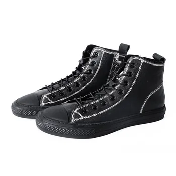 

Ankle Men Leather Boots Casual Cowhide Boots Flat Shoes Leather Work Breathable Pointed Toe Genuine Leather Cow Leather Rubber