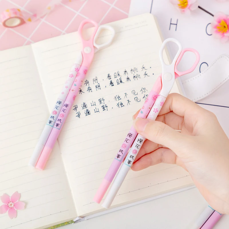 

1set/lotKawaii Korean Creative Cherry Scissors Gel Pen Signature Pen School Office Supply Gift
