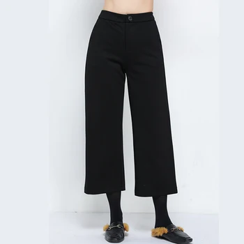 

EC.MS Seven Trousers Winter Straight Tube Pants Woolen Straight Black L-5XL