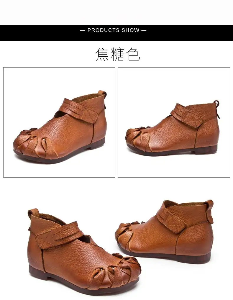 GKTINOO/Модные осенние ботинки на плоской подошве ботильоны из натуральной кожи Повседневная Винтажная обувь ретро брендовый дизайн женские ботинки ручной работы