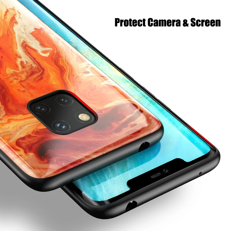 Для huawei mate 20 Pro mate 20 чехол 6D изогнутый закаленное Стекло Мраморный чехол для телефона huawei mate 20 Pro Чехол Funda