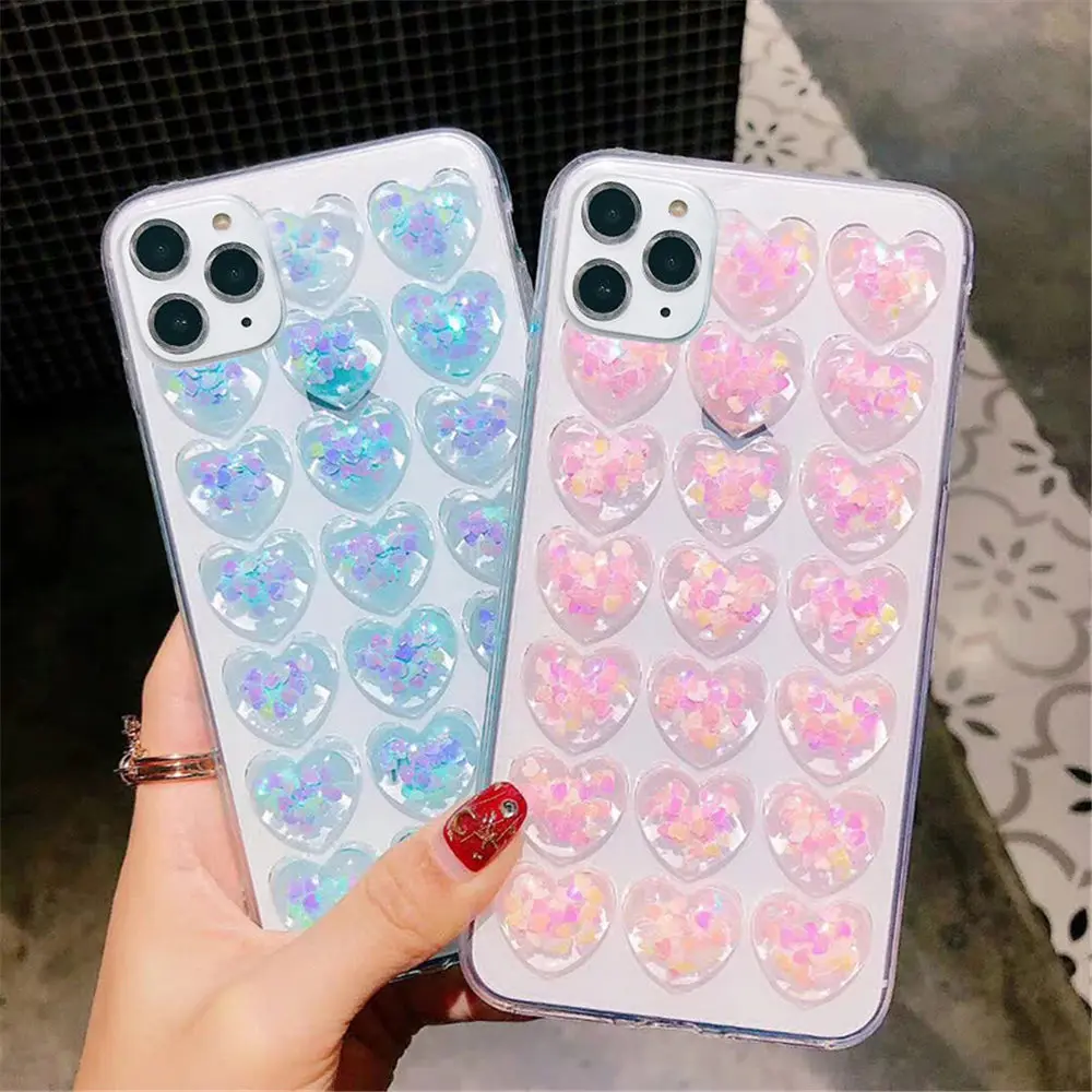 Lovebay для iPhone 11 чехол 3D Love Heart для iPhone 7 8 6 6s Plus X XR XS Max 11 Pro 5S SE прозрачный мягкий чехол для телефона TPU задняя крышка