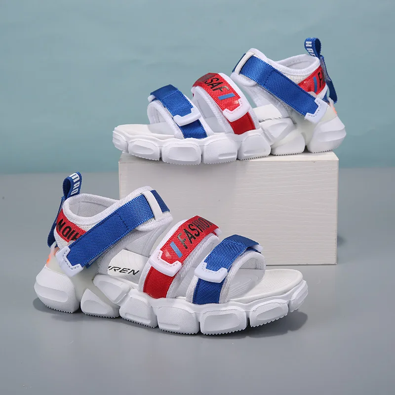 

BOY'S Sandals Big Boy 2019 New Style Summer Children MEN'S Beach Shoes Soft Bottom Anti-slip-Style Leather Fashion Fashion Korea